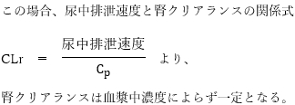 イヌリンの腎クリアランスと糸球体ろ過速度・血漿中濃度の関係　薬学96回問155の1，2