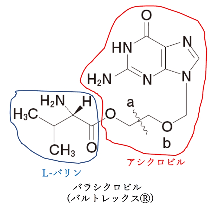100回薬剤師国家試験問282－283　アシクロビルのプロドラッグであるバラシクロビル