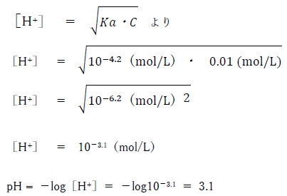 109回薬剤師国家試験問5 安息香酸水溶液のpHに最も近い値はどれか