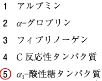 110回薬剤師国家試験問43 炎症性疾患時に増加し、プロプラノロールが最も強く結合する血漿タンパク質