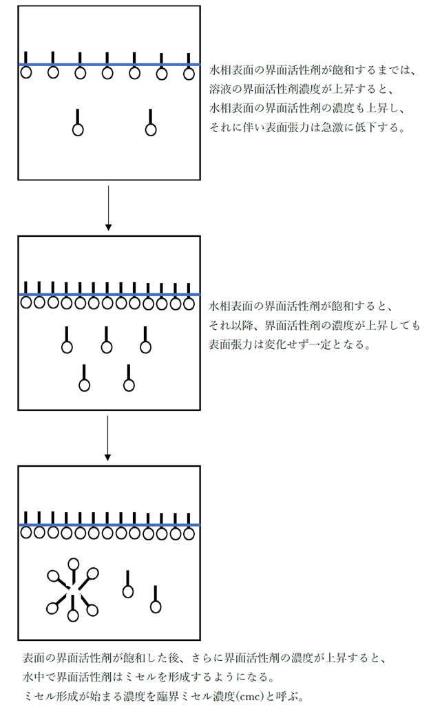 界面活性剤水溶液の表面張力と臨界ミセル濃度 99回問175の2
