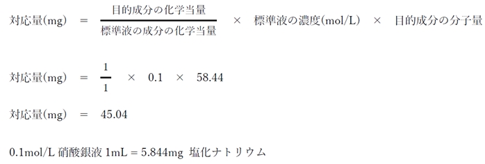 生理食塩液中の塩化ナトリウムの定量法 103回薬剤師国家試験問97